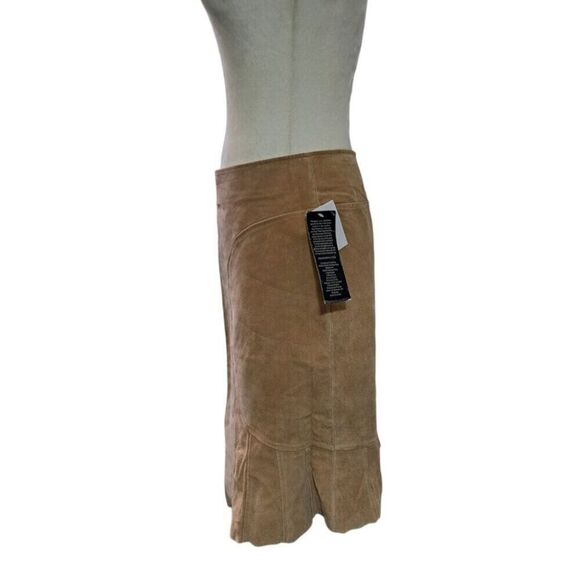 Moda International Women's Trumpet Tan Suede Leather Skirt Sz 8 - Picture 5 of 8